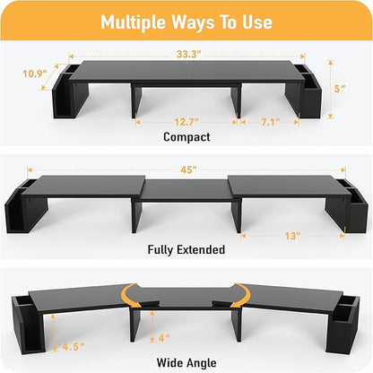 Simple Houseware Desk Dual Monitor Stand Riser with Drawer, Black