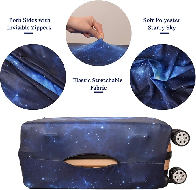 Luggage Cover, Protective Washable Suitcase Cover - Travel Elastic Spandex Suitcase Protector with Luggage Tag Fits 26 to 28 Inch Galaxy
