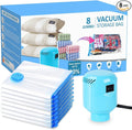 Vacuum Storage Bags for Blankets and Comforters 8 Jumbo Vacuum Seal Bags for Clothing Blankets Bedding with Electric Pump Compression Bag for Travel Luggage Jumbo Space Saver Storage Bag
