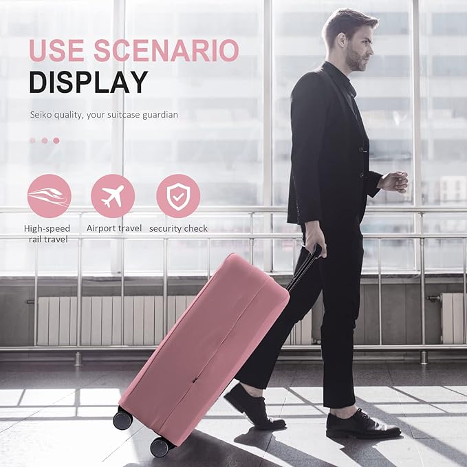 Travel Luggage Cover Suitcase Protector Scratch-Resistant Fit 19-31 Inch Suitcase, Not Included Suitcase (Pink, SX(22-23 inch))