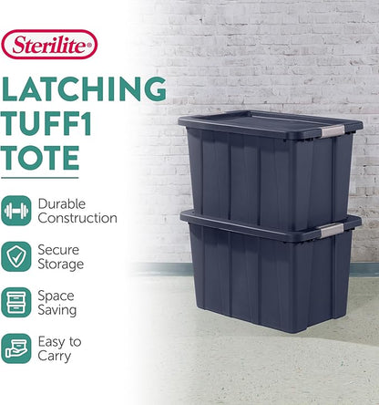 Sterilite 16-Pack Storage Bins with Lids, Heavy Duty Totes, Tuff1, 30 Gallon, Dark Indigo