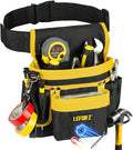Tool Belt,Magnetic Tool Pouch,14-Pockets Tool Belts for Men,Detachable & Adjustable Tool Pouch belt for Electrician,Carpenter,Construction,Work Apron,Utility Belt,Black-Yellow