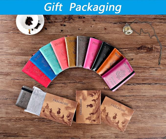 Airtag Passport Holder Cover Wallet Travel Essentials RFID Blocking Leather Card Case International Must Haves Travel Accessories for Women Men(119#Claybank)