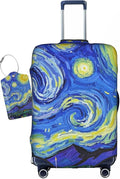 Vincent Van Gogh Starry Sky Night Luggage Cover Washable Suitcase Protector, Luggage Tag Travel Birthday Gifts For Men Women (M 22-25 Inch Luggage)