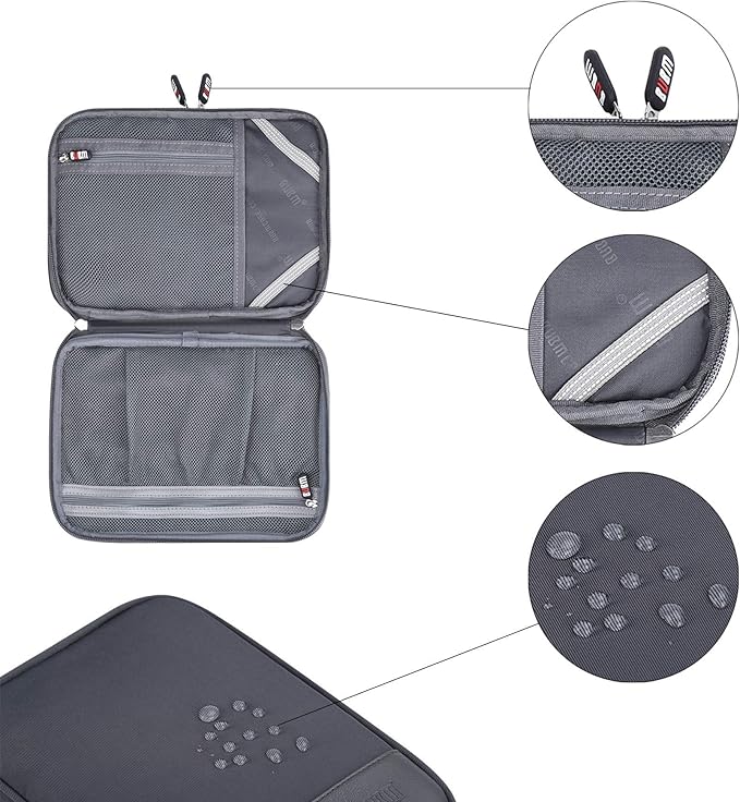 Electronic Cable Organizer Bag - Portable Travel Double Layers Electronic Digital Accessories Storage Pouch Bags for SD Card Case, USB Flash Drive,Charging Cords, USB Charger, Mini Tablet