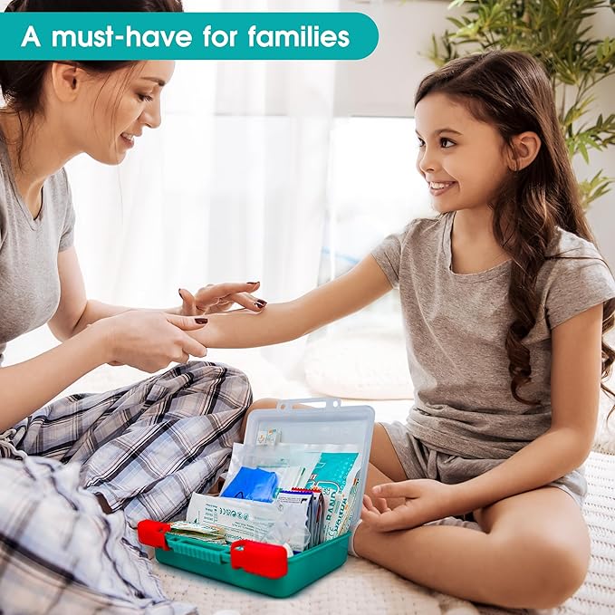 General Medi 110 Pieces Small First Aid Kit - HardCase First Aid Box - Contains Premium Medical Supplies for Travel, Home, Office, Vehicle, Camping, Workplace & Outdoor