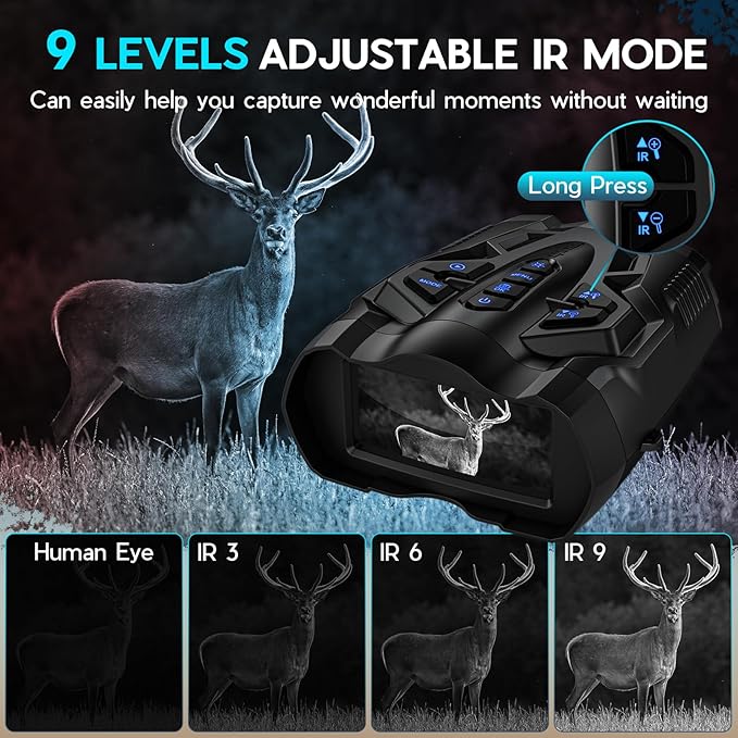 4K Night Vision Goggles for Adults,10X Zoom Night Vision Binoculars with 1000FT Infrared Range,4000mAh Rechargeable Battery,3.5" Screen,Include 32GB Card,Gift for Mens and Outdoor Enthusiasts