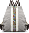 Goodhan Women Canvas Backpack Daypack Casual Shoulder Bag, Vintage Heavy-duty Anti-theft Travel Backpack, Light Grey