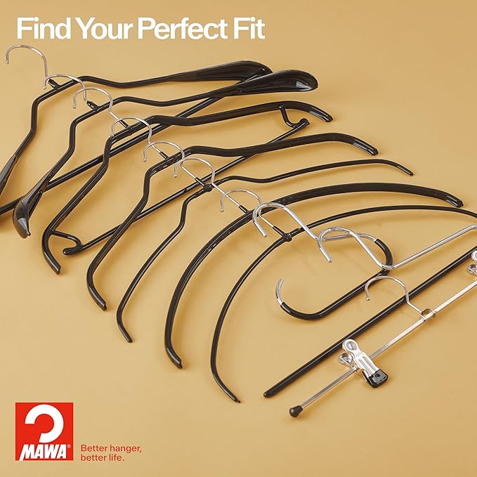 MAWA by Reston Lloyd Scarf, Shawl, Belt, and Accessory Organizer, Non-Toxic Metal Hanger with Grip Coating, Easy Access Open Hook, Model G-1, Space-Saving Design, Set of 5, Latte