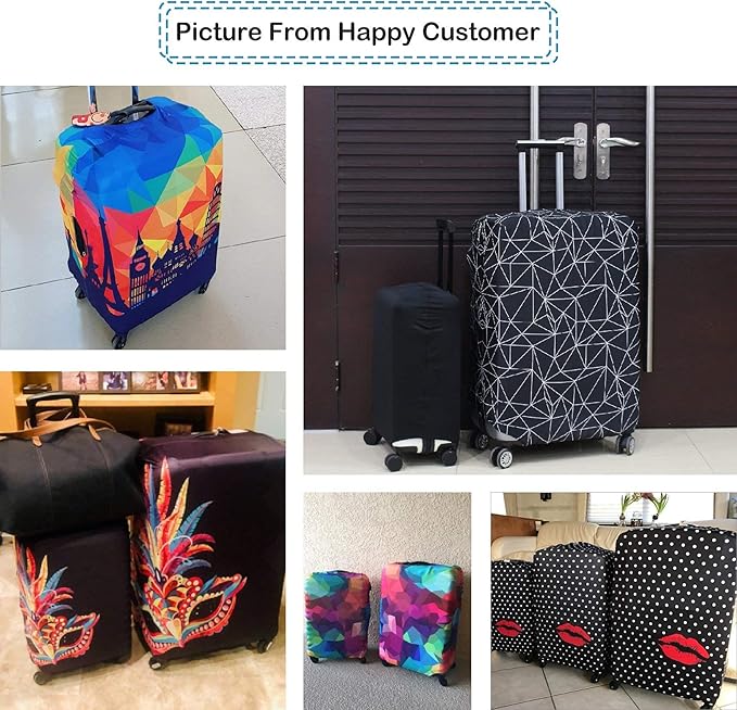 Explore Land Travel Luggage Cover Suitcase Protector Fits 18-22 Inch Case (Black Polygonal, S)