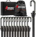 Rocket Straps - Ultimate Outdoor Bungee Cord Assortment - Heavy Duty Set of 12 Bungee Cords (72") Double-J Hooks - Elastic Straps for Camping, Securing, and DIY and Multipurpose
