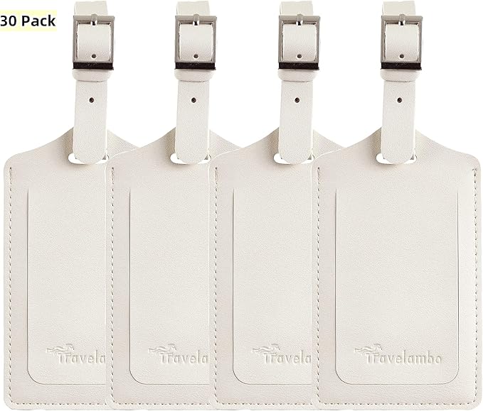 Travelambo Luggage Tags for Suitcases PU Leather Travel Tags Bag Tags Privacy Protection Travel Essentials