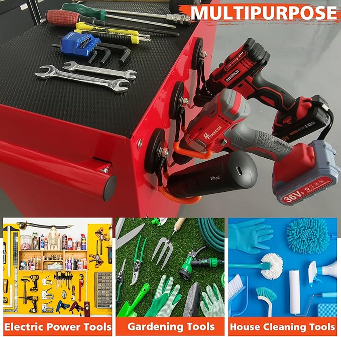 ULIBERMAGNET Heavy Duty Magnetic Hooks,Strong Large Magnet Hooks for Power Drill,Garden Tools, Hose,Pegboard,Garage, Workshop,2 Pack Magnetic Storage Hooks for Indoor Outdoor Hanging(Gray)