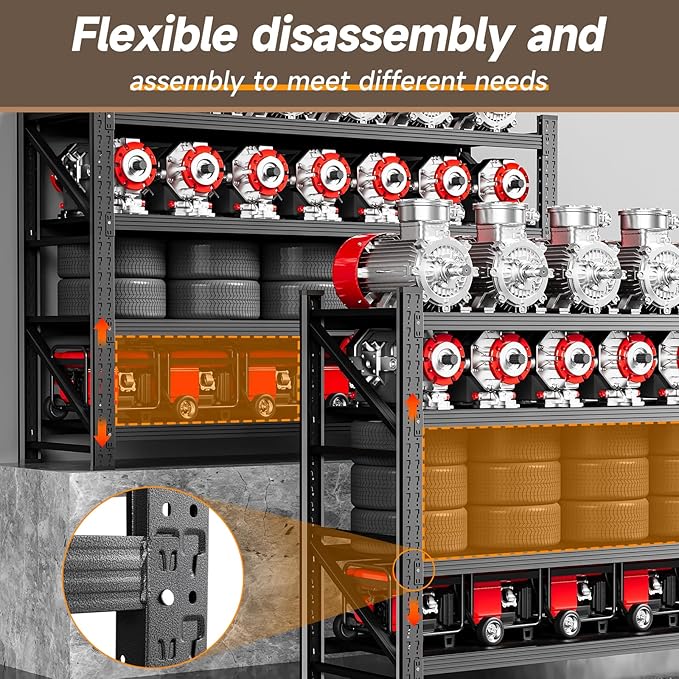 5000LBS Metal Garage Shelving Unit 71" W Storage Shelves Heavy Duty 4 Tier Adjustable Garage Storage Racks Industrial Shelving Utility Rack Shelf for Warehouse/Basement 71" Wx24 Dx70 H