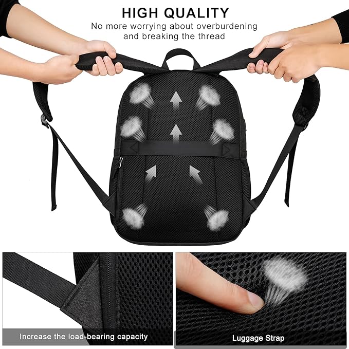 School Backpack for Teens Boys, 15.6 Inch Laptop Backpack with USB Charging Port & Water Resistant Design, College High School Book Bag for Students, Black