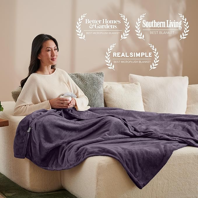 Bare Home Fleece Blanket - Twin/Twin Extra Long - Ultra-Soft Lightweight for Bed, Sofa, and Couch - Luxury Microplush - Cozy Warm Blanket (Twin/Twin XL, Eggplant)