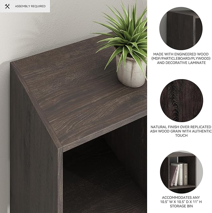 Signature Design by Ashley Piperton 6 Cube Storage Organizer or Bookcase, Charcoal