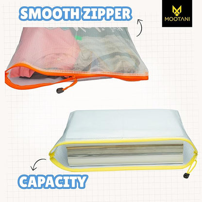 24 Pcs Mesh Zipper Pouch Bags A3 (16x12) Inches Large Waterproof, Reusable Zipper Bags for Board Game & Puzzle Storage, Classroom, Office & Organization, 8 Colors