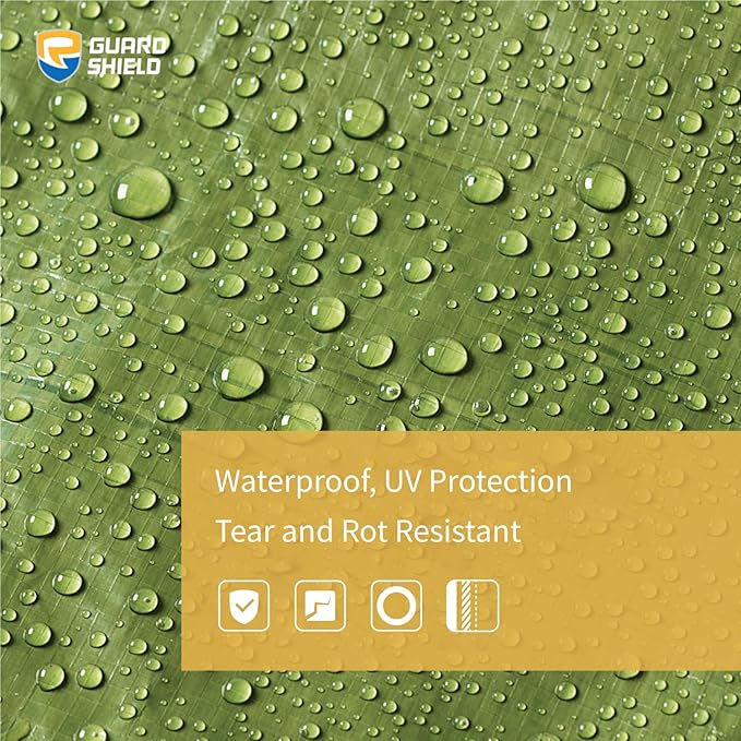 GUARD SHIELD Tarp Green 9x15 Feet Multi Purpose Waterproof Poly Tarp Cover 5mil