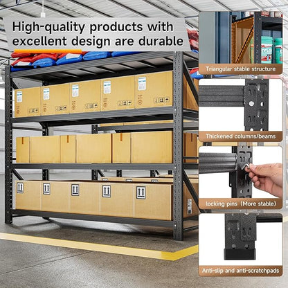 7000LBS Metal Garage Shelving Unit 79" W Storage Shelves Heavy Duty 4 Tier Adjustable Garage Storage Racks Industrial Shelving Utility Rack Shelf for Warehouse/Basement 79" Wx24 Dx79 H