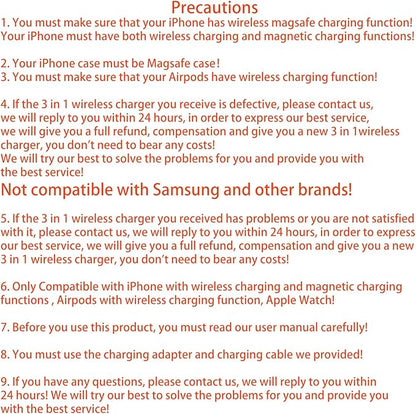 3 in 1 Fast Wireless Charger Stand for iPhone, Foldable Travel Charging Station for Magsafe for iPhone 17/Air/16/15/14/13/12 Series, Apple Watch Series, AirPods pro/2/3/4, 2025 Christ mas Gifts (Blue)