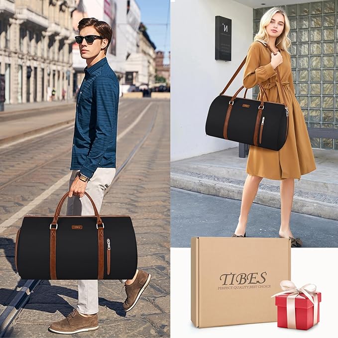 Convertible Garment Duffel Bags for Travel - Carry On Garment Bags With Toiletry Bag Large Weekender Bags for Women Men 2 in 1 Hanging Suitcase Suit Travel Duffel Overnight Bags 4pcs Set