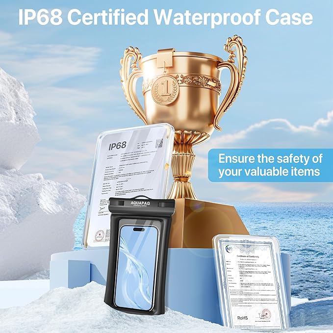 NEPHI IP68 Waterproof Phone Pouch 2 Pack-Up to 7.0"，Adjustable Neck Lanyard Floating Waterproof Phone Case for iPhone,Phone Dry Bags for Vacation Beach Pool Travel Essentials (Pink Blue 2 Pack)