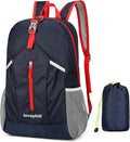 25L Hiking Backpack Foldable Sports Daypack Camping Collapsible Bag Water Repellent Lightweight Travel Men Women (Dark Blue)