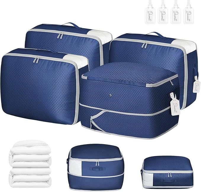 Comforter Storage Bag 66 L - 4 Pack Blanket Storage Organizer Compression Bags, Large Capacity Ultra Space Saving Self Organize for Bedding, Pillow, Duvet, Sheet Storage with Zipper Window