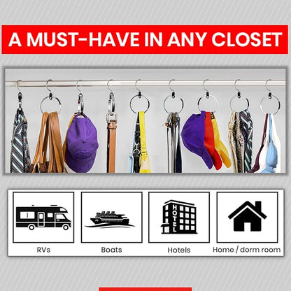 Multipurpose Closet Hangers- Tie and Belt Hanger for Closet- Great Space Saving Belt Organizer for Wardrobe - Ideal for Storing Belts, Ties, Scarfs, Baseball Hats, Purses & More- 2 Pack