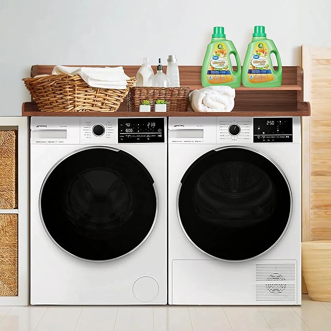 Royxen Laundry Countertop with Storage Universal Fit, Washer and Dryer Countertop with Shelf, Laundry Room Storage, 2-Tier Shelf (Walnut)