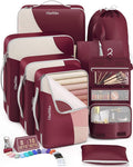 8 Set Packing Cubes for Travel, Gifts for Women Mom,Anti-Tearing Suitcase Organizer for Luggage with Shoe & Hanging Toiletry Bag,OlarHike Vacation Essentials & Accessories for Cruise Ship,Wine