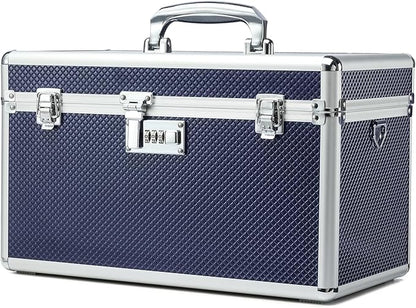 Storage Lock Box with Combination code, Lockable Medicine Storage Case, Empty First Aid Box, Security Lock Box, Multipurpose Lockbox for Home and Outdoor Use (Blue, X-Large)