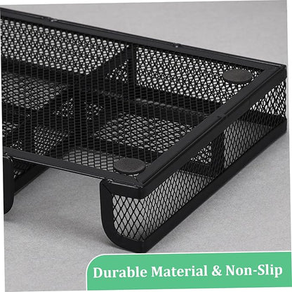 Desk Drawer Organizer Tray 6 Compartment Mesh Organizers 11x6x1.4" Small Metal Pencil Organizer Pen Pencil Tray for Home Office School Supplies Desktop Desk, Drawer org