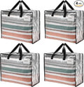 VENO 4 Pack Heavy Duty Moving Bags, Storage Bags, Packing Supplies, Top Zipper, Storage Totes for Camping, Clothes, Bedding, Comforters, Pillows (13 Gallon Clear, 4 Pack)