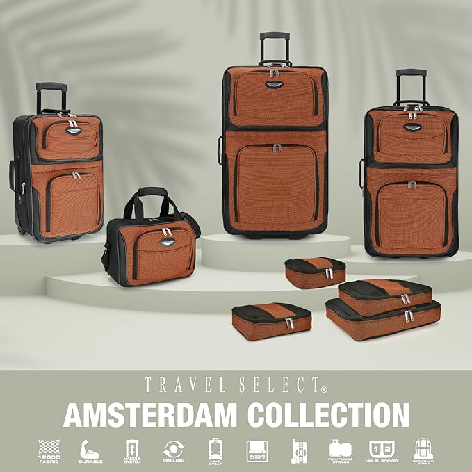 Travel Select Amsterdam 29-Inch Softside Expandable Rolling Upright Luggage, Lightweight 2-Wheel Check-In Suitcase with Push-Button Handle, Gray