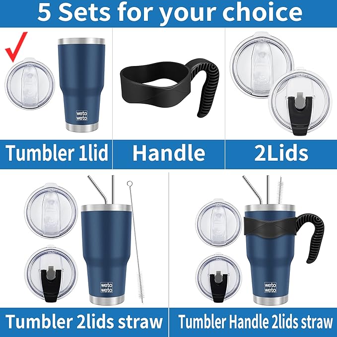 WETOWETO 30oz Tumbler with Lid, Stainless Steel Vacuum Insulated Water Coffee Tumbler, Double Wall Powder Coated Travel Mug Thermal Cup for Home Outdoor (Navy Blue, 1 Pack)