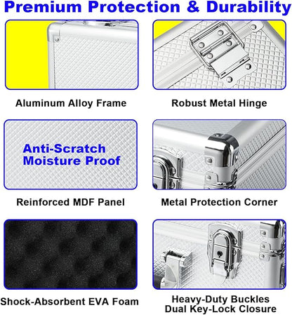 Multi color Card Storage Hard Case, Sports Card Collection Boxes,Trading Cards Cabinet, Carrying Cases Specially Adapted to Hold Sports Trading Cards, Toploader Box (Silver, Small)