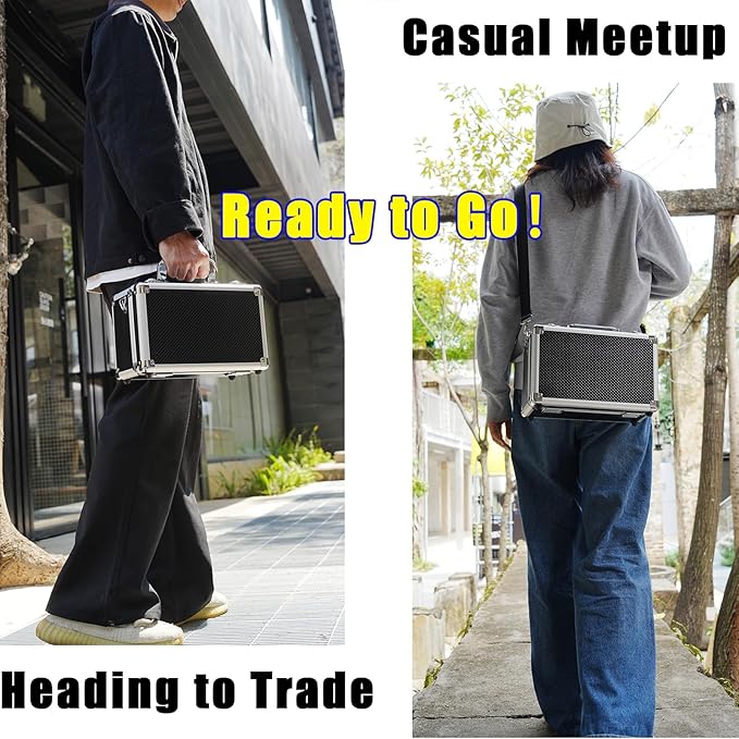 Multi color Card Storage Hard Case, Sports Card Collection Boxes,Trading Cards Cabinet, Card Holder, Toploader Box (Black, Small)