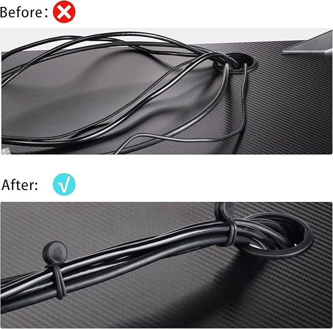 EUREKA ERGONOMIC Magnetic Cable Ties Reusable, 10 Pack Rubber Twist Ties with Strong Magnet for Bundling and Organizing Wire/Cord, Cable Management Clips under Desk Used in Many Ways, Black