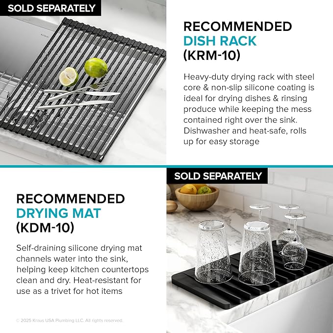 Kraus KHU111-25 Standart PRO 16 Gauge Undermount Single Bowl Stainless Steel Kitchen Sink, 25 Inch