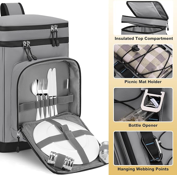 42Cans Cooler Backpack Insulated Leak Proof for Men & Women, Large Waterproof Backpack Cooler for Beach, Picnic, Outdoor, Leakproof, Multi-Functional