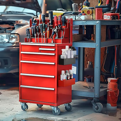 Mayouko 2PCS Magnetic Aerosol Spray Can Holder, 8.3" x 3" x 4.4", Magnet Toolbox Bottle Holder, Toolbox Storage Shelf for Chest, Garage, Workspace, Black&Red