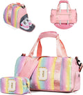 Cute Preppy Gifts for Girls-Girl Gym Bag with Shoe Compartment, Kid Personalized Weekender Overnight Bags, Initial Travel Tote with Makeup Pouch, Chenille Gift for Teen (Letter D)