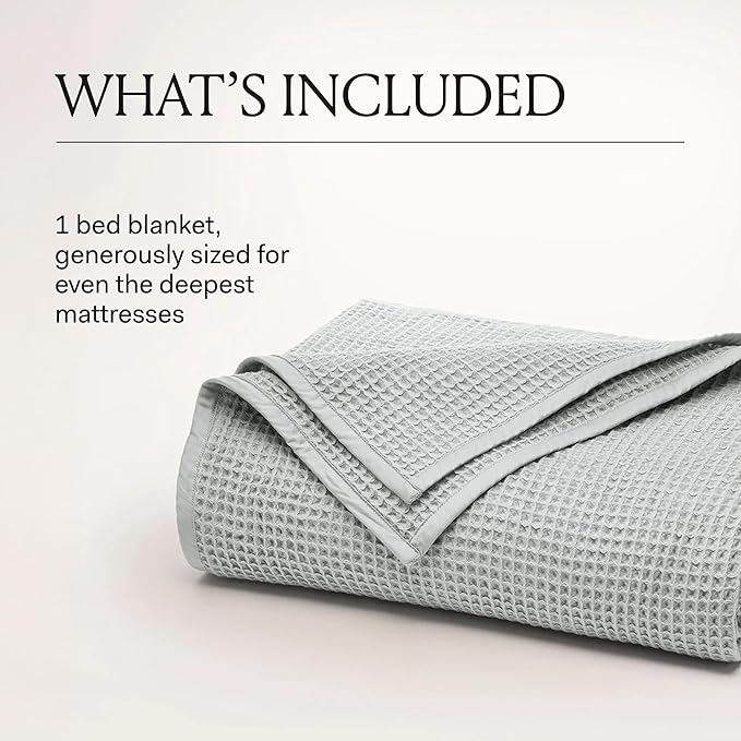 BOLL & BRANCH Waffle Bed Blanket - Twin, Natural - Luxury 100% Organic Cotton - Soft, Lightweight and Breathable - Textured Waffle Weave Design