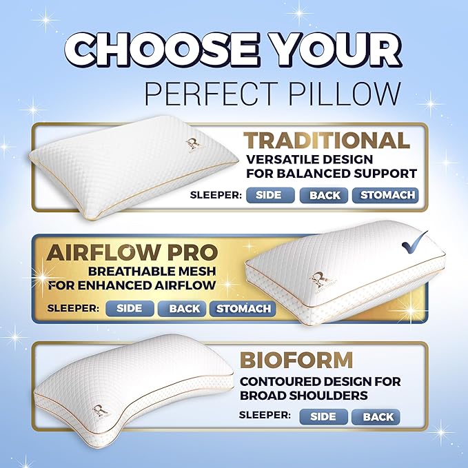 Royal Therapy King Memory Foam Pillows - Shredded Memory Foam Pillow for All Sleep Positions - Medium Firm Pillow with Adjustable Loft, Bamboo Rayon Cover, CertiPUR-US, Oeko-TEX Certified