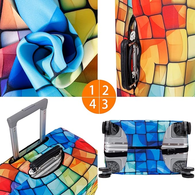 MosaiRudo Travel Luggage Covers For Suitcase Tsa Approved,Suitcase Cover Protector Fit 18-32 Inch Luggage Travel Accessories (T2488, L)