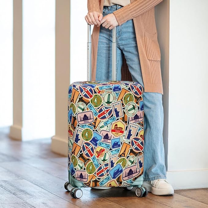 HYPER VENTURE Washable Luggage Cover - Fashion Suitcase Protector Fits 31-32 Inch Luggage (World Voyage, XL)