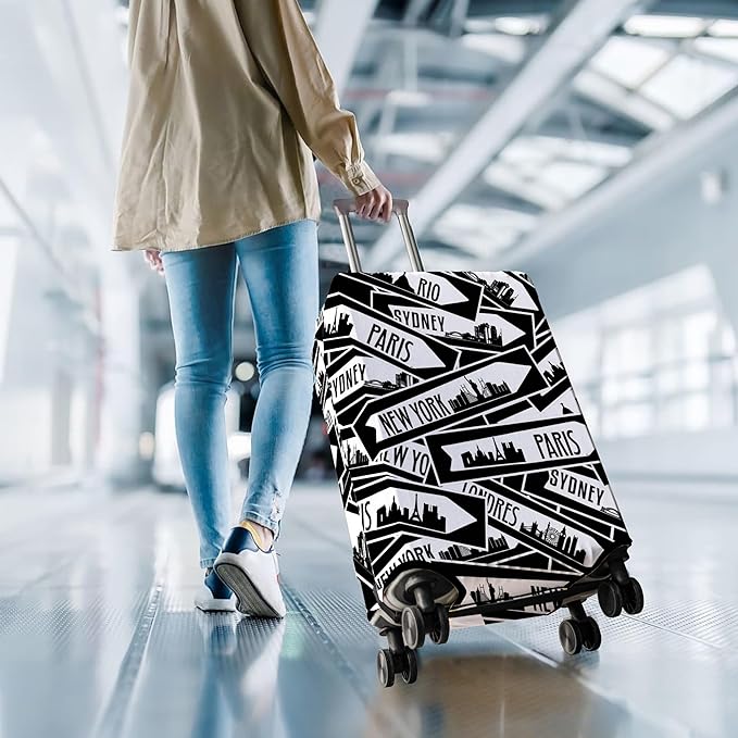 Travel Luggage Cover Suitcase Protector Fits 18-32 Inch Wheel Covers PatternedTravel Related Items Flower Luggage Protector Elastic L