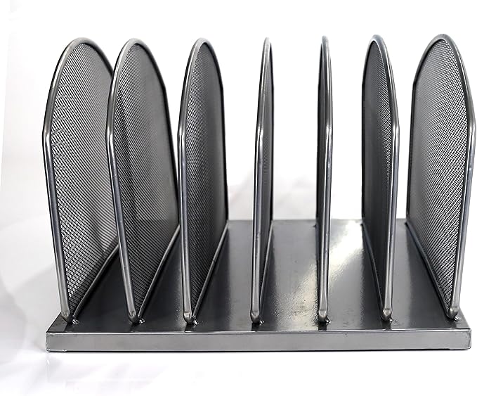 Huron 6-Slot Vertical Organizer, Black Steel Mesh